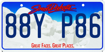 SD license plate 88YP86