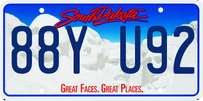 SD license plate 88YU92