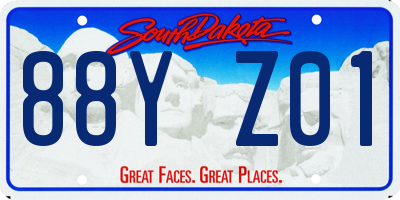 SD license plate 88YZ01