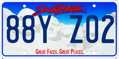 SD license plate 88YZ02