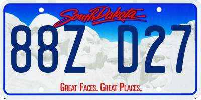 SD license plate 88ZD27