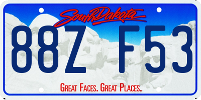 SD license plate 88ZF53