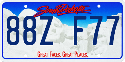 SD license plate 88ZF77