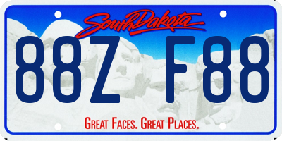 SD license plate 88ZF88