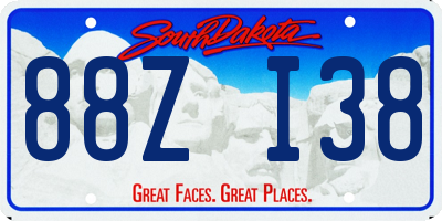 SD license plate 88ZI38