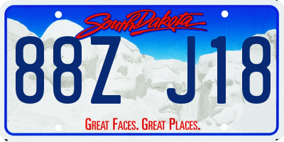 SD license plate 88ZJ18