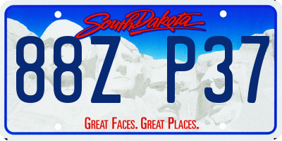 SD license plate 88ZP37