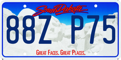 SD license plate 88ZP75