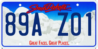SD license plate 89AZ01