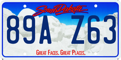 SD license plate 89AZ63