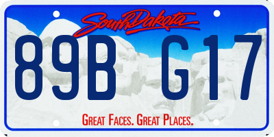 SD license plate 89BG17