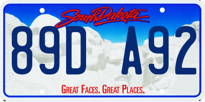 SD license plate 89DA92