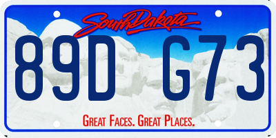 SD license plate 89DG73