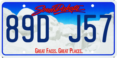 SD license plate 89DJ57