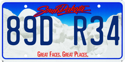 SD license plate 89DR34