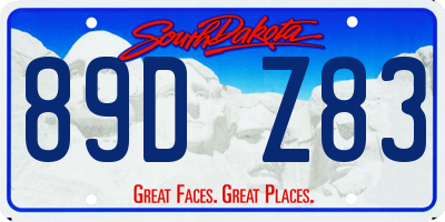 SD license plate 89DZ83
