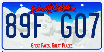 SD license plate 89FG07