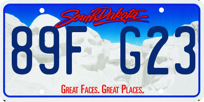 SD license plate 89FG23