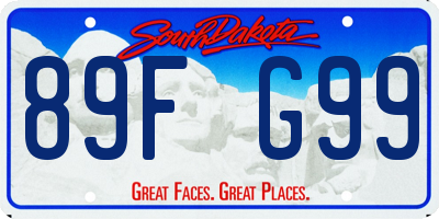 SD license plate 89FG99