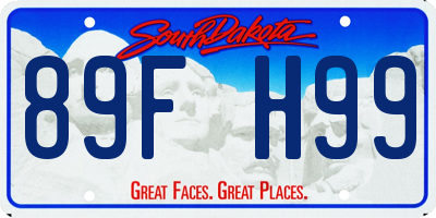 SD license plate 89FH99