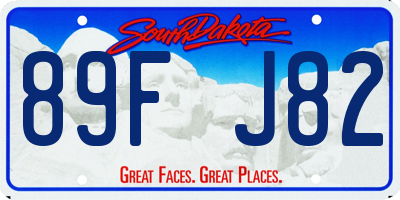 SD license plate 89FJ82