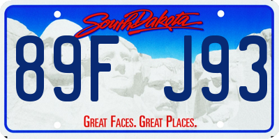 SD license plate 89FJ93