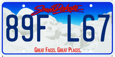 SD license plate 89FL67