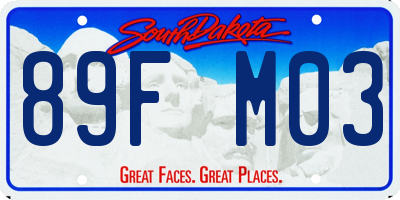 SD license plate 89FM03