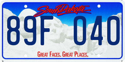 SD license plate 89FO40