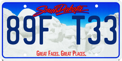 SD license plate 89FT33