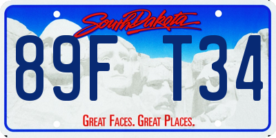 SD license plate 89FT34