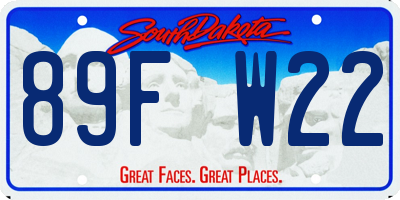 SD license plate 89FW22