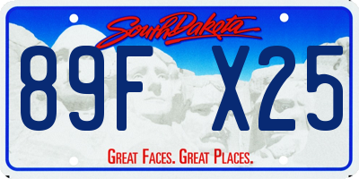 SD license plate 89FX25