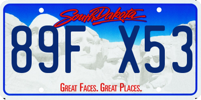SD license plate 89FX53