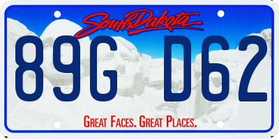 SD license plate 89GD62