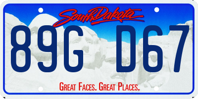 SD license plate 89GD67