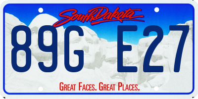 SD license plate 89GE27