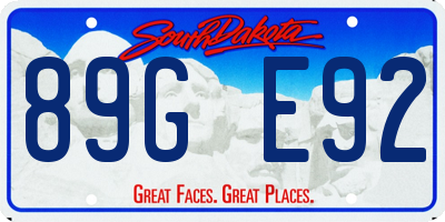 SD license plate 89GE92