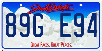 SD license plate 89GE94