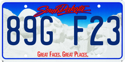 SD license plate 89GF23