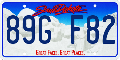 SD license plate 89GF82