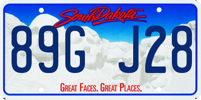 SD license plate 89GJ28