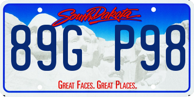 SD license plate 89GP98