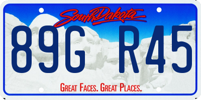 SD license plate 89GR45