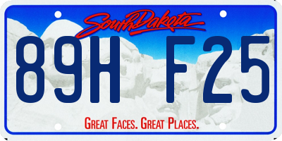 SD license plate 89HF25