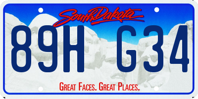 SD license plate 89HG34
