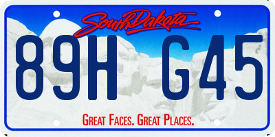 SD license plate 89HG45