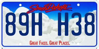 SD license plate 89HH38