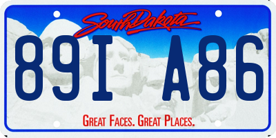 SD license plate 89IA86