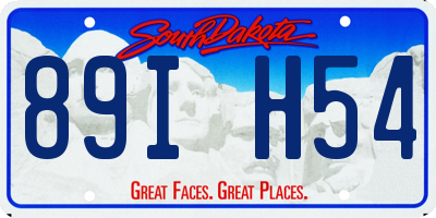 SD license plate 89IH54